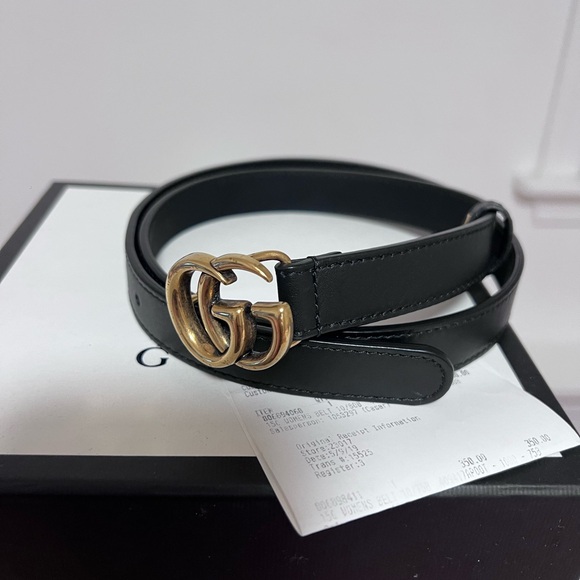 Gucci Belt Thin Black Gold - Picture 2 of 4
